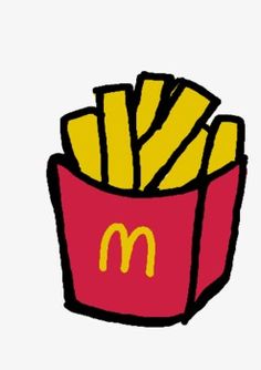 french fries in a red box with mcdonald's logo on the front and bottom