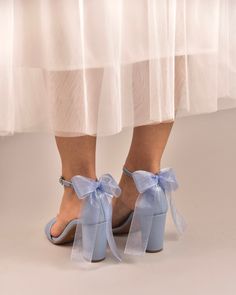 "Wedding heels \"Fairytale on the heel\", made by genuine leather Are you looking for a comfortable and steady pair of heel for your wedding day in order you rock and dance all day? You are from those brides who love the heels and you definitely want to wear them in your big day. Believe us! We totally understand you! We designed the \"Fairytale on the heel\" wedding heeled sandals, a minimal design with a bow made by organtza ribbon laces on the heel. They feature soft padded insoles and leathe Blue Wedding Heels, Blue Wedding Sandals, Wedding Shoes Blue, Blue Heels Wedding, Ivory Heels Wedding, Blue Wedding Shoes, Bridal Sandals, Bridal Heels, Wedding Sandals