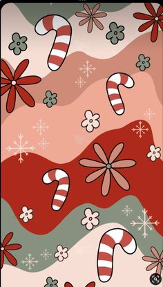 a christmas card with candy canes and snowflakes