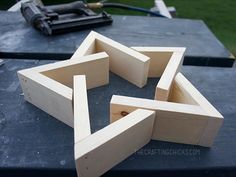 several pieces of wood sitting on top of a table