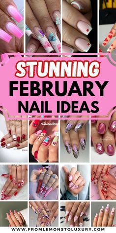 Coffin Nail Valentine Designs, Valentines Gel X Nails Ideas, Valentine’s Day Nails Acrylic 2024, Nail Art For February, Gel Nail Designs February, Gel X Nail Designs Valentines Day, Valentine Nail Color Ideas, February Dipped Nails Ideas, Nails Design February