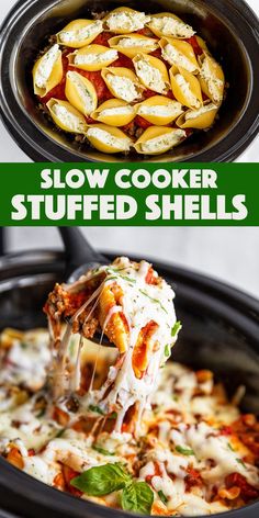 Slow Cooker Stuffed Shells Recipe Slow Cooker Stuffed Shells, Stuffed Shells With Meat, Slow Cooker Pasta, Slow Cooker Dinner, Dinner Recipes Crockpot, Crock Pot Cooking