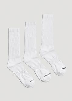 American Tall’s Athletic Crew Socks in White. Engineered for tall athletes, designed from the ground up for tall feet. Everything you’ve looked for in athletic socks, finally available in your size. For hygienic reasons, socks are FINAL SALE. MORE DETAILS: The AT Performance collection changed tall athletics forever. Athletic gear designed from scratch for tall athletes, utilizing the latest in fabric and movement technology. Our collection wouldn’t be complete without the foundation of tall ath White Long Socks, Athletic Gear, Men's Socks, Long Socks, Athletic Socks, Tall Guys, From The Ground Up, Mens Socks, Crew Socks