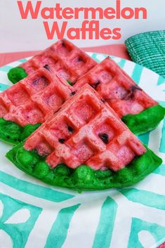 some watermelon waffles are on a plate