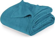 a blue blanket folded on top of each other