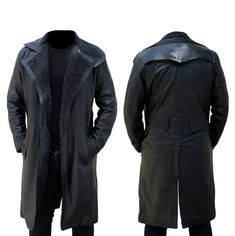 Winter Trench Overcoat 100% Genuine Black Leather with Black Fur Long Jacket Men's Ocercoat... "This coat is made with high quality grade A Medium weight Genuine Sheepskin Leather" Material, Sheepskin Leather Lining, Artificial Fur Collar, Bend Closure, Hook Eye / Belt Sleeve, Long Sleeves  Colour, Black Style, Trench Coat / Winter *Shipping Policy: We Offer Worldwide Shipping.  * We ship our every product at the mentioned time for customer gratification.  * We ship every order via DHL, USPS, Sk Luxury Washed Black Men's Outerwear, Blade Runner Jacket, Officer K, Apocalyptic Wasteland, Urban Jacket, Long Coat Men, Brown Trench Coat, Blade Runner 2049, Winter Trench Coat