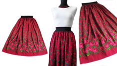 Long, fashionable, floral skirt with elastic lining. Hand-made to measure by local Polish seamstresses.  Sizes:  XS -> 55-62cm S -> 62-69cm M -> 69-77cm L -> 77-86cm XL -> 86-96cm XXL -> 96-108cm Standard length: 100 cm. If you need a shorter or longer skirt? Write!! :) The material is soft to the touch, crease-free fabric, and does not crease. The fabric drapes nicely thanks to the sewn-in lining. Intense, vivid colors, the color does not fade after repeated washing. Guarantee of the right size Polish Folklore, Draped Fabric, Free Fabric, Skirt Length, Long Skirt, Floral Skirt, Everyday Fashion, Poland, Vivid Colors