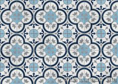 a blue and white tile pattern with an intricate design on it's surface,