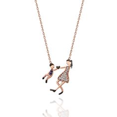 "*Design Inspiration : Mom and Son Model Necklace is designed for mothers and boys to express their love to each other. Mom holding her son's hands and dancing represent their happiness in best form. Beauty of the Mom and Son necklace comes from not only the elegance but the meaning of it as well. *Material & Details : Mom and Son Rose Plated Silver Necklace is attractive and elegant for boys and ladies. The necklace for women made up of high quality 925 sterling silver plated with rose gold. Handiwork and Lightweight weighs only 2.3 grams and pendant has 18 inch (18\") chain length. *Ideal Gift Choice : It comes in a pretty packaging. It is gorgeous to wear and great as a gift, suits for all age group. Ideal gift for yourself, for girlfriend, for close friends, for daughter, for mother, f Son Necklace, Mom And Son, Mother And Son, Engagement Sets, Rose Gold Necklace, 925 Sterling Silver Jewelry, Modern Jewelry, Amazing Jewelry, Or Rose