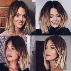 Darker smudged root and light ends Brunette Short, Long Bobs, Choppy Bob Hairstyles, Hair Balayage, Balayage Brunette, Haircut And Color, Dark Roots, Short Long, Short Bob Hairstyles