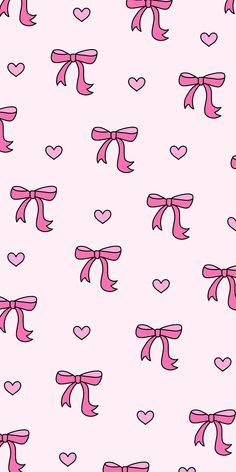 pink bows and hearts on a white background seamless wallpaper pattern for valentine's day