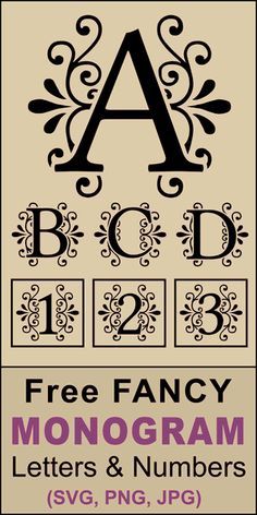 the free fancy monogram letters and numbers svg file