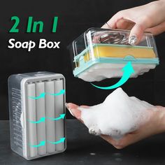 two in one soap box and sponge dispenser with foam on the bottom