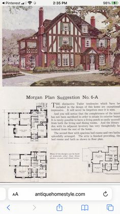 an old house with plans and pictures on it