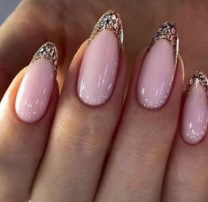 Victoria Secret Nails, French Nails Glitter, Rose Gold Nails Glitter, Glitter French Nails, Deluxe Nails, Pink French Nails, Nail Art Designs Summer, Nails Glitter