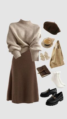 Modesty Outfits, Cute Modest Outfits, Cozy Fall Outfits, Neue Outfits, Looks Black, A Skirt, Modest Fashion Outfits, 가을 패션