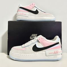 - Nike Wmns Air Force 1 Low Shadow Medium Soft Pink/Black Sneakers - New W/ Box (Comes W/ Extra Blue Laces) - Size Women's 8 - Style Code: Dx3358-100 - Feel Free To Message Me W/ Any Questions! Air Force 1 Pink Foam, Pink Nike Air Force 1 Synthetic For Streetwear, Pink Low-top Nike Air Force 1 With Gum Sole, Pink Low-top Nike Air Force 1 Sneakers, Nike Air Force 1 Shadow Pink, Air Force Women, White Casual Sneakers, Air Force 1 Shadow, Nike Shoes Women Fashion