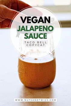 side view of a clear jar of the sauce with a hand placing the lid on the jar. Vegan Dressing Recipes, Vegan Copycat, Vegan Dip Recipes, Jalapeno Sauce, Vegan Dressing, Jalapeno Recipes, Protein Packed Snacks, Vegan Dip, Vegan Sour Cream