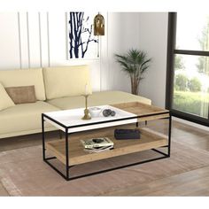 a living room scene with focus on the coffee table