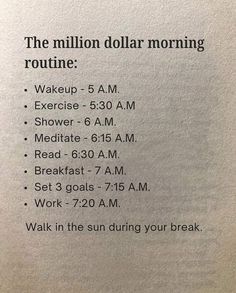 an advertisement for the million dollar morning routine