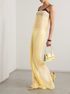 JACQUEMUS Brezza crepe gown | NET-A-PORTER Chic Maxi Dress With Sheer Bodice, Chic Sheer Evening Dress, Chic Organza Gown For Evening, Chic Evening Dress With Sheer Bodice, Luxury Sheer Summer Dresses, Sheer Evening Dress For Summer Formal Events, Chic Full-length Spring Evening Dress, Summer Formal Maxi Dress With Sheer Back, Chic Full Length Spring Evening Dress