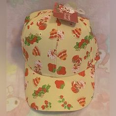 Strawberry Shortcake Strap Back Hat Woman’s (New) This Is A Super Cutepale Yellow Hat With Vibrant Red And Pink Images Of Strawberry Shortcake, Super Cute And Perfect For Anyone Who Loves Nostalgic 80’s Merch, A Throwback From One Of The 80s Favorites Of All Girls! A Great Gift Idea And If You Want A Matching Bag And T Shirt To Go With It, Check Out My Shop! (New With Tags) Jack Hat, Blue Bucket Hat, Denim Baseball Cap, Pink Images, Yellow Hat, Cocktail Hat, Pom Beanie, Hat Band, Baby Star