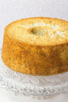 a cake sitting on top of a glass plate