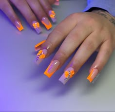 Acrylic Nails Yellow, Orange Acrylic Nails, Acrylic Nail Designs Coffin, Wow Nails, Simple Gel Nails