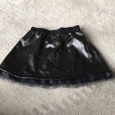 Faux Leather With Tulle Edging, Size 5/6, Nwot Girls Skirt, Kids Bottoms, No Frills, Kids Shop, Faux Leather, Skirt, Leather, Black, Color