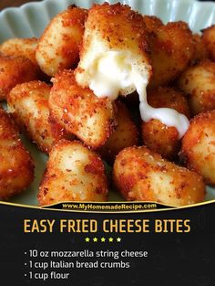 fried cheese bites are served in a bowl