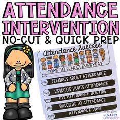 This activity is a quick way to improve student absenteeism in school and help address truancy concerns. The no-cut design makes this resource perfect for busy educators who need a fast resource to help address student absenteeism, tardiness, and attendance success skills. This no-cut activity has students explore their feelings about school, think about what helps their attendance vs. what hurts their attendance, set up a good school attendance routine, and recognize which strategies might work Principal Organization, Attendance Questions, Elementary Principal