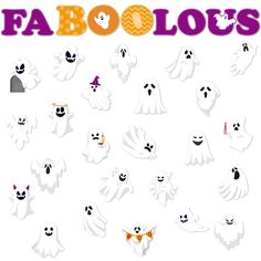 the words fabolos are written in white and orange with ghost faces on them