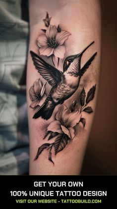 Hummingbird Tattoo Ideas: Symbolism, Designs, and Inspiration - Tattoo Build Hummingbird Mom Tattoo, Morning Glory With Hummingbird Tattoo, Hummingbird Tattoo With Flowers Forearm, Hummingbird Tattoo Men, Hummingbird Hand Tattoo, Bird Flowers Tattoo, Color Hummingbird Tattoo, Realistic Hummingbird Tattoo, Hummingbird Sleeve Tattoo