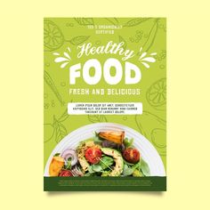 the book cover for healthy food, featuring a plate of salad and vegetables on it