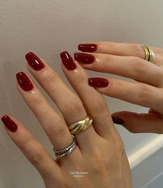 Red Subtle Nails, Dark Red Nails Acrylic Coffin Short, Coffin Shape Red Nails, Andria Barbone Ring, Red Acyrilics Nails, Fair Skin Nails, Corporate Nail Designs, Best Nail Color For Pale Skin, Nails For Red Dress Ideas