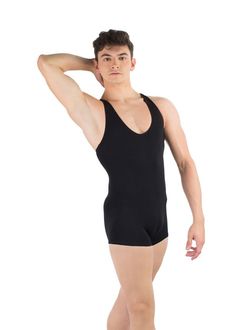 Patrick Men's Racerback Biketard Sleeveless Shapewear Leotard For Swimming, Fitted Unitard For Dance In Summer, Fitted Sleeveless Unitard For Dancewear, Fitted Sleeveless Dancewear Unitard, Stretch Ballet Leotard For Dance, Ballet Stretch Leotard For Dance, Ballet Dance Leotard With Stretch, Ballet Dance Leotard, Summer Dance Fitted Leotard