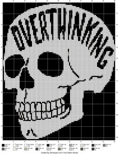 Skeleton Grid Pattern, Skull Knitting Chart, Skeleton Cross Stitch Pattern, Black And White Pixel Art, Crochet Grid Patterns, Gothic Crafts, Crochet Grid, Grid Art