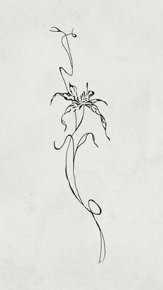 a black and white drawing of a flower