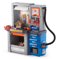 a toy workbench with lots of tools