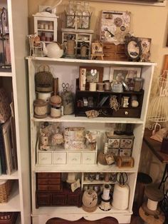 a shelf filled with lots of assorted items