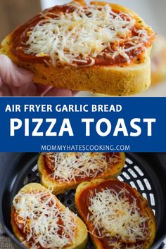 air fryer garlic bread pizza toast with cheese on top