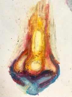 an abstract painting of a person's legs and feet in different colors on a white background