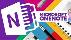 the microsoft onenote logo is surrounded by office supplies