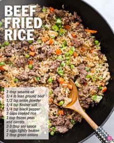 Rice With Peas And Carrots, Eggplant Napoleon, Ground Beef Fried Rice, Rice With Peas, Vegetarian Rice Recipes, Rice Dishes Recipes, Beef Fried Rice, Fried Rice Recipe Easy