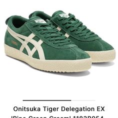 I Waited Forever To Get My Hands On Them And Unfortunately They’re Just A Little Too Small So They’re In Perfect Condition! Delegation Pine Green Cream Onitsuka Tiger Women Outfit, Mexico Delegation, Onitsuka Tiger Mexico 66, Wedge Loafers, Onitsuka Tiger, Asics Shoes, Sweat Hoodie, Pine Green, Wedge Pumps