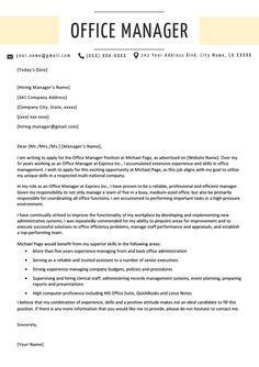 an office manager cover letter is shown in this file, it shows the front and back end