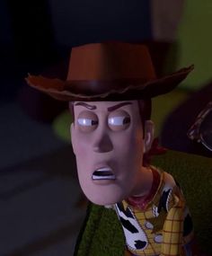 the animated character is wearing a cowboy hat