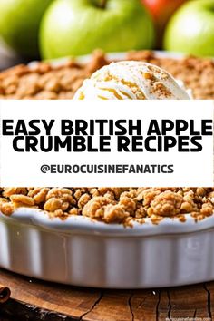 an easy british apple crumble recipe in a pie pan