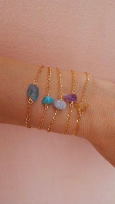 Crystal Jewelry Diy, Aquamarine Bracelet, Raw Crystal Jewelry, Bracelet Minimalist, Bracelet Dainty, Dainty Bracelet, Diy Wire Jewelry, Minimalist Bracelet