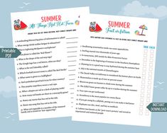 two printable summer games for kids